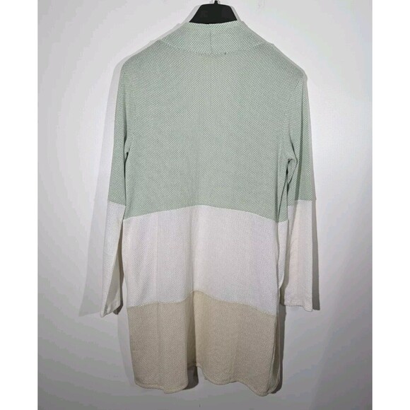 Haptics by Holly Harper Three Color Blocked Knit Cardigan Open Front sz Medium - Picture 5 of 6